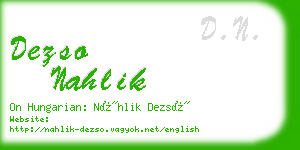 dezso nahlik business card